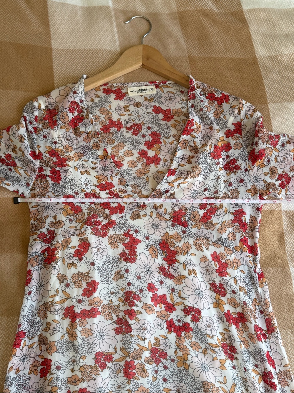 Natural Life - Sheer Multi Floral V Neck Tiered Bell Sleeve Maxi Dress - Size XS - Picture 5 of 7